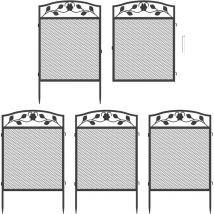 Unho - xxl Beetzaun aus Metall Gartenzaun Beetumrandung 110cm hoch Dekozaun Hundezaun 5-teiliges Set mit Erdspießen, schwarz