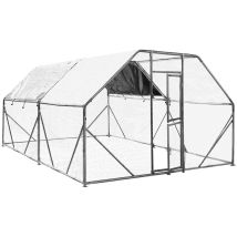 Wiltec Xxl Freilaufgehege 4 X 3 X 2 M Mit Sonnendach Und Verzinkten Gitterstäben, Außengehege Als Voliere Hühnerstall Oder Hasenstall, Kleintiergehege