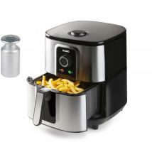 Domo - xxl Heißluftfritteuse Edelstahl, mit Timer 5,5Ltr. 1800W & Salzstreuer
