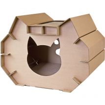 Xxl Lit de Chat Maison Chat Tapis à gratter Grotte de Chat Maison en carton Maisonnette pour chats avec carton à gratter Petigi