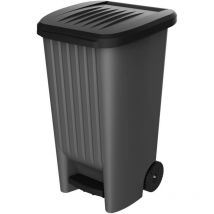 EDA - Mülleimer outdoor 90 l anthrazit/schwarz mit Pl und Rädern