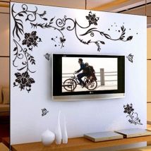 Xxl sticker mural fleur vrille noir vigne sticker mural papillons sticker mural sticker mural salon chambre décoration-