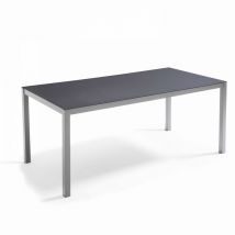 Oviala - Table de jardin en aluminium avec plateau en verre gris