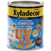 XYLADECOR SMALTO LEGNO ESTERNI UV MAX Protezione Completa da sole e agenti atmosferici Idrorepellente colore NOCE SCURO 750ML