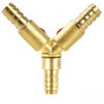 Ersandy - Y-Schlauchverbinder, 3-Wege-Verteiler, Messing-Zink-Legierung, 10 mm Kugelhahn für Wasser, Öl und Gas zur Gartenbewässerung (1 Stück)