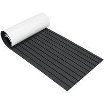 Kingso - Yachet EVA-Schaum-Bootsmatte, Teak-Deckblatt, Bootsimitat, grau, 2400 x 600 x 6 mm, schwarz Hasaki