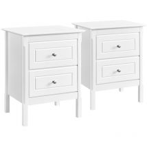 2 Comodini da Camera da Letto Moderni con 2 Cassetti Armadietto Cameretta Tavolini da Salotto Laterale Divano 48 x 40 x 61 cm Bianchi - Yaheetech