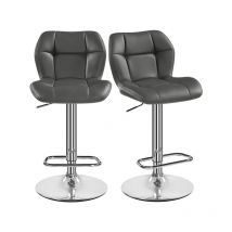 Yaheetech Barhocker 2er Set Höhenverstellbar 360°Drehbar Barstühle Küchenstühle mit Rückenlehne und Fußstütze, Barstuhl PU-Kunstleder Sitzhöhe 62,5