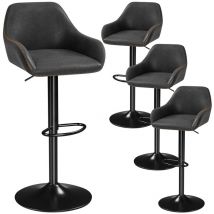Tabourets de Bar Lot de 2 Pivotant Réglable en Hauteur Rotatif sur 360° Chaises de Bar avec Revêtement en Similicuir Tabourets Hauts avec