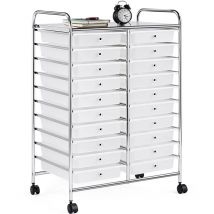 20 Drawers Rolling Storage Cart with Wheels for Home/Office, White - white - Yaheetech