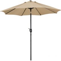 Garden Parasol 9ft Patio Umbrella Market Umbrellas with Push Button Tilt and Crank, Tan - Yaheetech