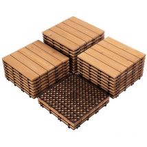 Yaheetech 27 Dalles de terrasse en Bois Carrelage en bois de sapin 30,8 x 30,8 x 2,2 cm pour patio intérieur extérieur jardin terrasse à côté de la