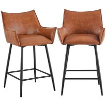 Manochoice - Yaheetech 2PCS Counter-height Stools Bar Stools with Back, Brown