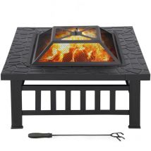 3 in 1 Outdoor Fire Pit Metal Square Firepit - Yaheetech