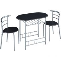 Yaheetech - 3 Piece Dining Set Modern Round Dining Table Set, Black