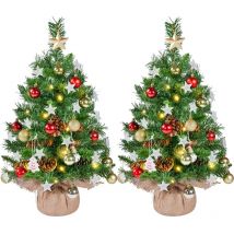 Yaheetech - 2ft Tabletop Christmas Trees with Pinecones, Set of 2, Green