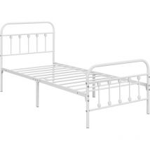 Yaheetech - 3ft Single Metal Bed Frame Iron Platform Bed with High Headboard and Footboard, White