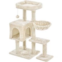Yaheetech - 4-Level Cat Tree Condo with Plush Perch/Spacious Platform/Basket/Scratch Posts, Beige