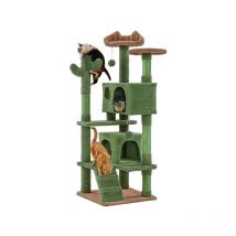 Albero Tiragraffi per Gatti a Forma di Cactus Condominio Palla Gioco in Truciolato e Corda di Sisal 48,5 × 48,5 × 138 cm Verde/Marrone - Yaheetech