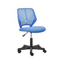 Yaheetech - Sedia Ufficio Scrivania Girevole a Rotelle Ergonomica Portata 136 kg Senza Braccioli in Rete Traspirante Altezza Regolabile Blu