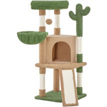 Yaheetech - rbol rascador de Cactus, Altura 106,5 cm, Estable árbol para Gatos con Plataforma de observación, Cueva para Gatos, Troncos de sisal,