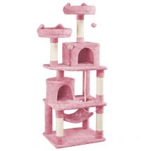 Yaheetech - Rascador para Gatos de 158 cm Grande Arbol para Gatos Adultos Torre de Gatos Casita Juego para Mascota Rosa