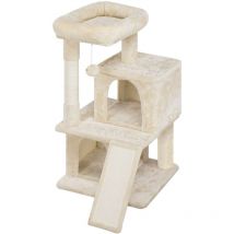 Yaheetech - Kratzbaum, Stabiler Katzenbaum 91 cm Katzenkratzbaum, mit 2 Häuschen Sisal und Spielball, Spielbaum für Katzen, Beige