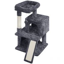 Yaheetech - Kratzbaum Stabiler Katzenbaum 91 cm Katzenkratzbaum mit 2 Häuschen Sisal-Kratzstangen und Kuschelige Spielball Kletterbaum für Katzen