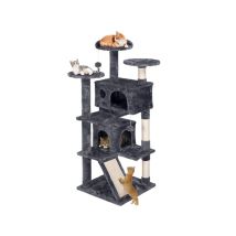 Yaheetech - Arbre à Chat Grattoir Griffoir pour Chatons avec 3 Plateformes/2 Niches/Poteaux en Sisal 49,5 x 49,5 x 139 cm Gris Foncé