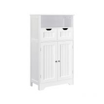 Yaheetech - Armoire Salle de Bain Meuble Rangement Salle de Bain avec 2 Tiroirs, 1 Compartiment, 1 Placard Etagère Réglable, Salon Cuisine Blanc 60 x