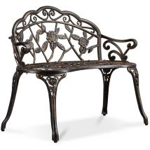 Yaheetech Banc de Jardin Extérieur Mobilier de Jardin en Aluminium Siège de Parc 99,5 x 57 x 78,5cm Bronze