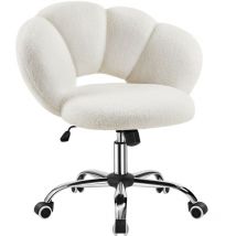 Yaheetech - Boucle Upholstered Desk Chair Rolling Armless Computer Chair, White