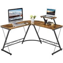 Yaheetech - Bureau d'angle de Gaming Table d'ordinateur en Forme l Bureau de Coin avec Support Moniteur pour Bureau Industriel 130 x 130 x 96,5 cm