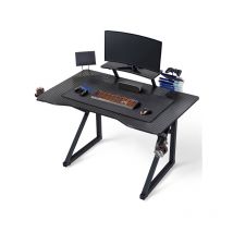 Yaheetech - Bureau Gamer Bureau Gaming Ergonomique Table de Jeu pour Ordinatuer pc à Domicile Surface en Fibre de Carbone avec Grand Tapis de Souris