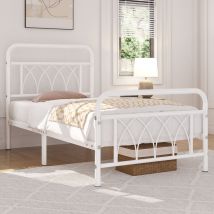Yaheetech - Cadre de Lit en Métal 90×200 cm Vintage Lit avec Sommier Haute Tête de Lit Armature Métallique à 6 Pieds de Support Rose