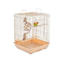 Cage Oiseaux avec Jouet 40 x 40 x 58 cm Cage Oiseau Exotique pour Perruche Calopsitte Inséparable Canari Mandarin Amande - Yaheetech