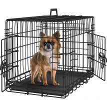 Cage pour Chien Pliable Caisse de Transport pour Chien en métal Niche pour Chien Exterieur Interieur 2 Portes Verrouillables et Plateau Amovible Cage