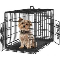 Yaheetech - Cage pour Chien Pliable Caisse de Transport pour Chien en métal Niche pour Chien Exterieur Interieur 2 Portes Verrouillables et Plateau