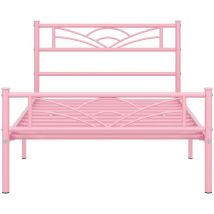 Yaheetech - Cama Individual para colchón Cama Metálica Cama con Espacio Almacenamiento Marco Estructura Metal Rosa 90 x 190cm