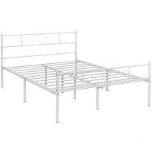 Cama de Metal Doble Cama Hierro Grande para colchón de 140 x 200 cm Cama Industrial Estructura Metal Blanco - Yaheetech