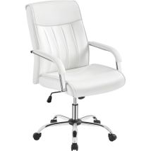 Yaheetech - Chaise de Bureau Fauteuil de Bureau Ergonomique Inclinable Hauteur Réglable en Similicuir Charge 136 kg Blanc