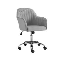 Yaheetech - Chaise de bureau moderne en simili cuir, chaise d'ordinateur pivotante à 360 ° avec siège réglable en hauteur pour bureau en velours gris