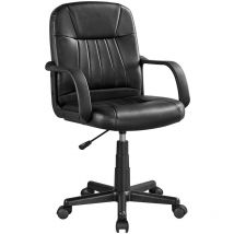 Yaheetech - Chaise de Bureau Pivotante Fauteuil de Bureau Similicuir Hauteur Réglable Assise Rembourrée à Roulettes Noir