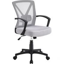 Yaheetech - Chaise de Bureau Ergonomique Fauteuil Bureau Pivotant en Maille Respirant Support Lombaire Réglable Gris clair