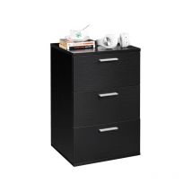Comodino da Camera da Letto Cameretta Moderno Nero Cassettiera con 3 Cassetti Mobiletto da Salotto 40 x 35 x 59 cm - Nero - Yaheetech