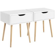 2 Comodini Camera da Letto Cameretta Moderni con Cassetti Tavolini Laterale Divano Salotto Moderno in Legno Altezza 57 cm Bianco - Yaheetech