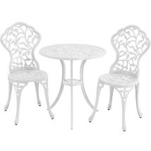 Yaheetech - Ensemble de Bistrot en Métal 3 Pièces Set Bistrot Design Vintage Feuillage Table de Jardin et 2 Chaises pour Terrasse Véranda Balcon