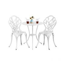 Ensemble de Table et Chaise Salon de Jardin Balcon Kit de Bistro 2 Chaise 1 Table en Alliage Aluminium Blanc - Yaheetech