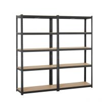 Yaheetech Set de 2 Estantería Metálica Estante Industrial Estante Almacenamiento 180 X 90 x 40 cm Carga 875 KG 5 Baldas Negro