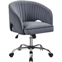 Yaheetech - Fauteuil de Bureau en Velours avec Dossier Capitonné Arrondi Pivotant à Roulettes Assise Réglable en Hauteur pour Chambre Bibliothèque